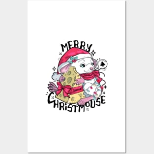 Merry Christmouse mouse and Christmas pun Posters and Art